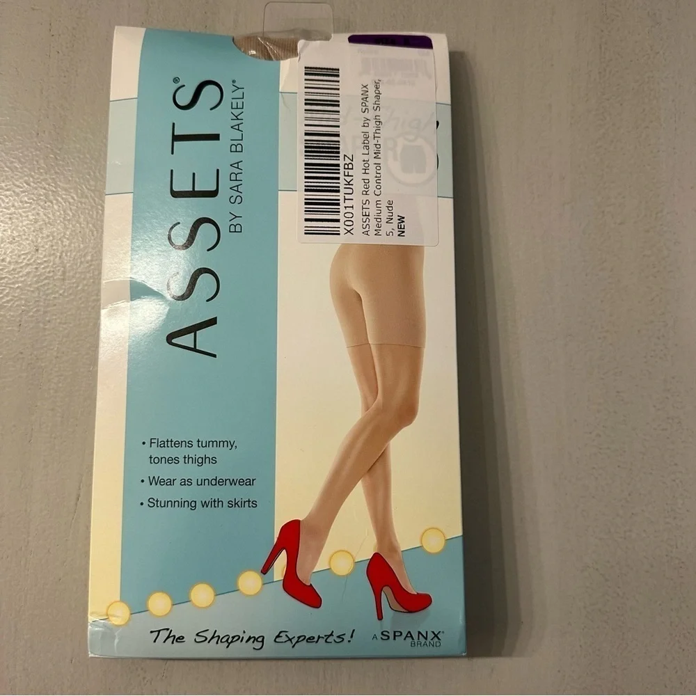 Assets Red Hot Label by SPANX Medium Control Mid-Thigh Shaper in Nude Sz 5 NWT